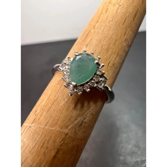 Grandidierite halo ring in platinum over sterling silver size 5 - Picture 2 of 11